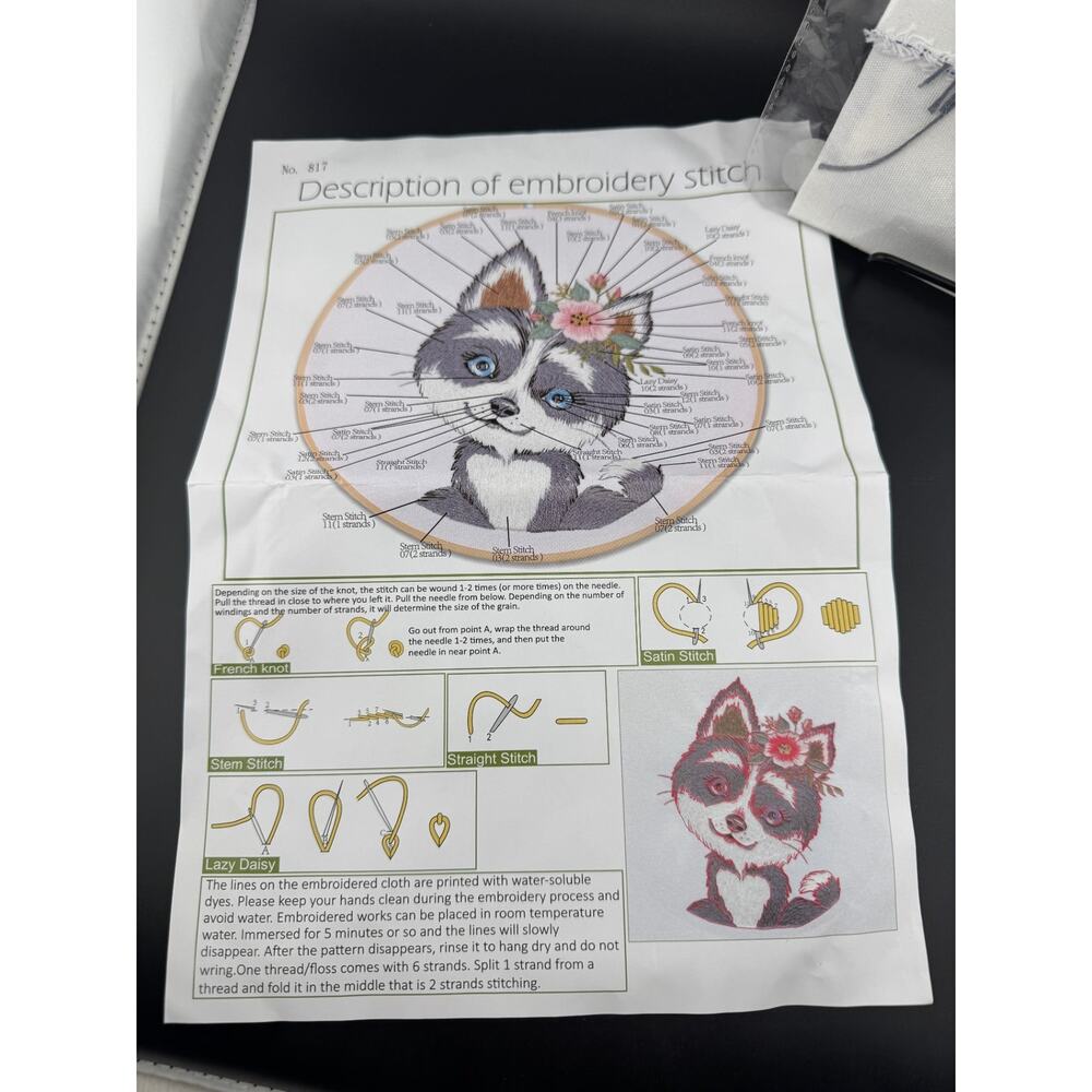 New Dog Embroidery Kit - Husky - No. 817